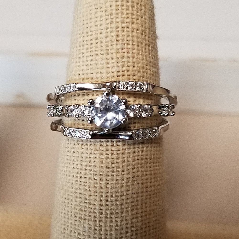New Diamond & Sterling Silver Ring Set
